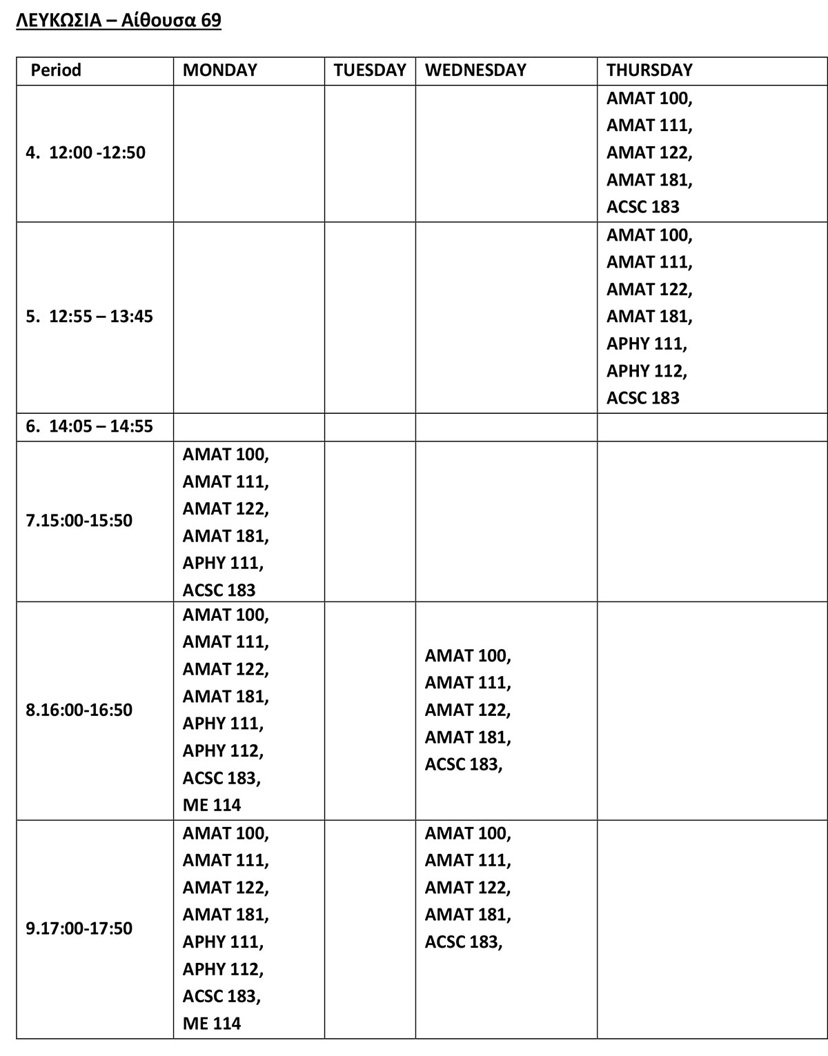 Peer Tutoring Center Nicosia Room 69